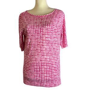 Chico's Dotty Bateau Elbow Sleeve 100% Pima Cotton Tee, Very Cherry, Large, NWT